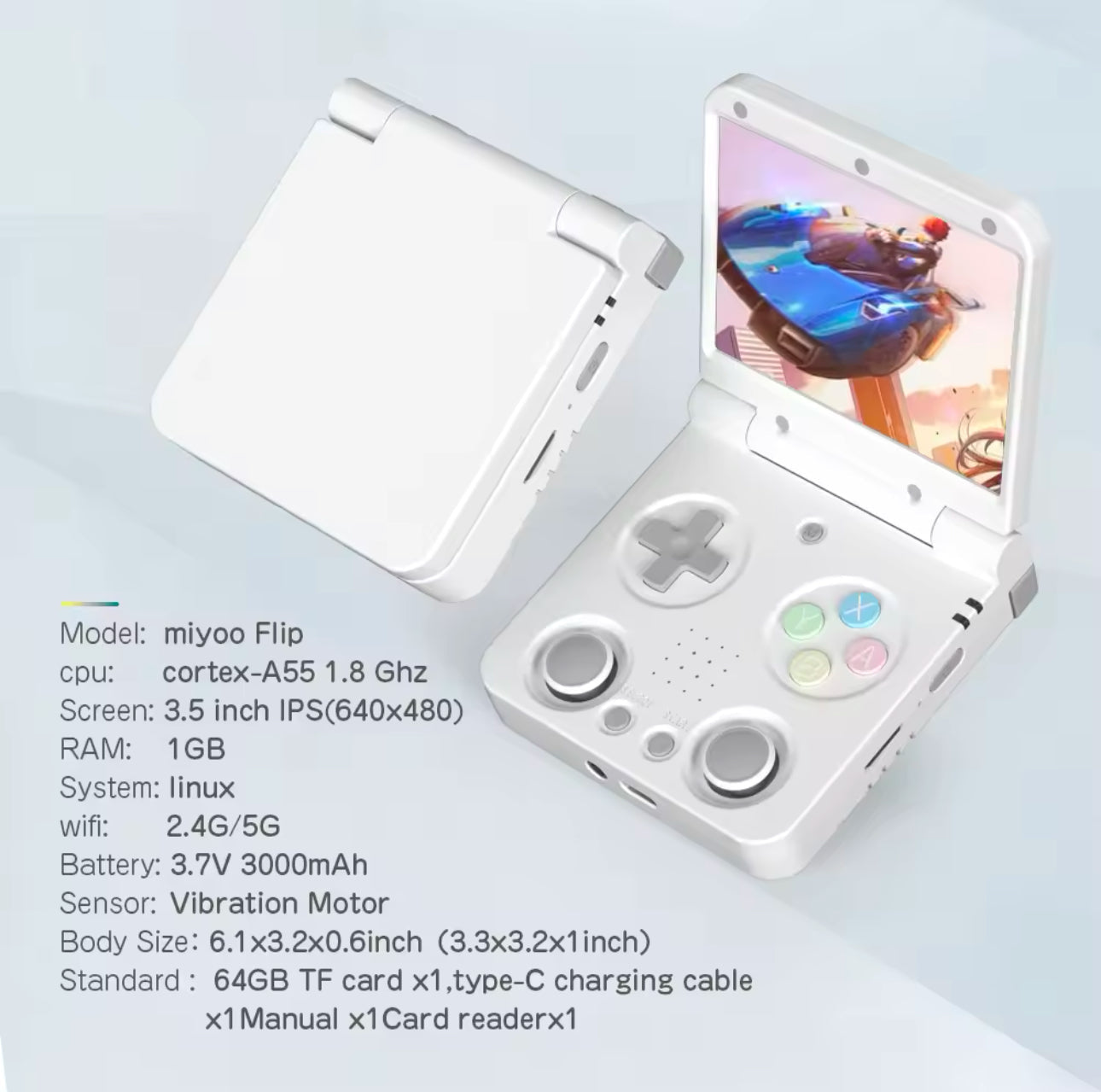 Miyoo Flip - Portable Video Game Console + Case  (Yellow) v2