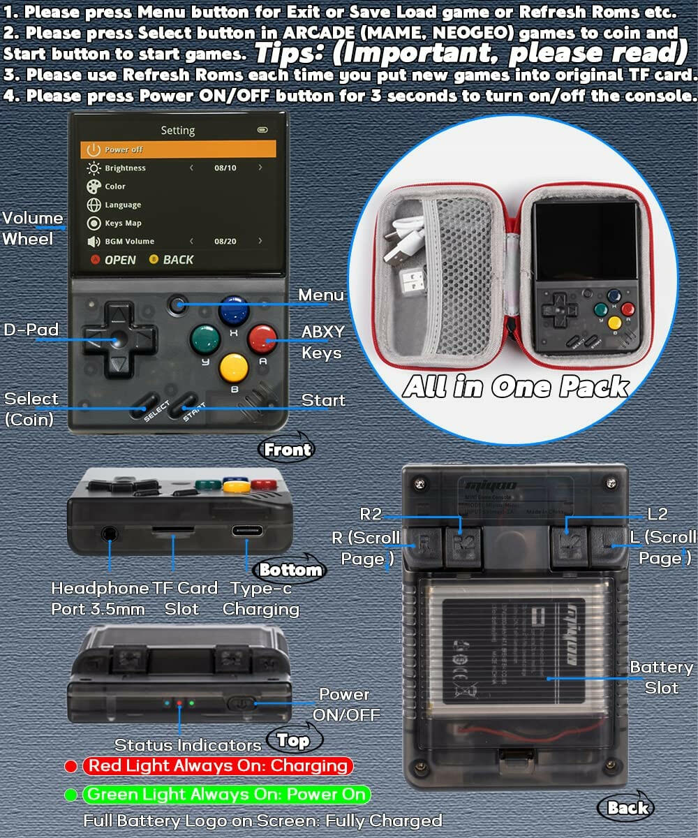 Miyoo Mini V2 Handheld Retro Game Console Transparent - Miyoo Mini V2