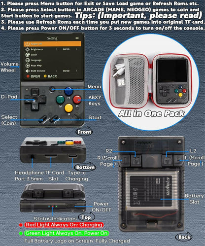 Miyoo Mini V2 Handheld Retro Game Console Transparent - Miyoo Mini V2